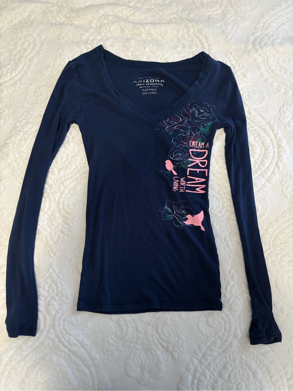 Arizona Long-Sleeve V-Neck Top - Navy